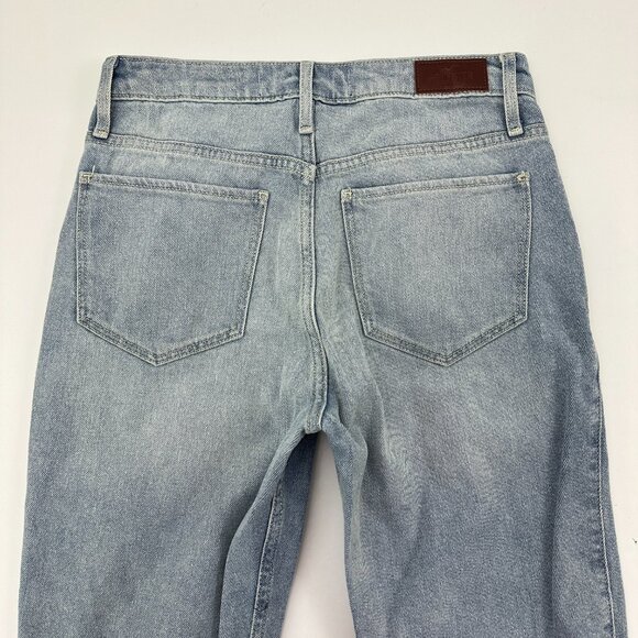 Hollister High Rise Crop Straight Distressed Raw Hem Women's size 5 Blue Jeans - Picture 5 of 5
